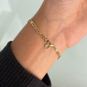Rare - 14k Vintage Double link Heart bracelet.